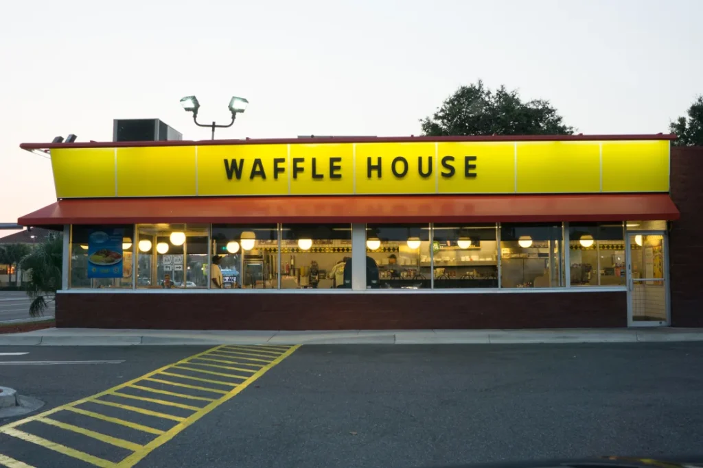 A picture of the exterior of a Waffle House location